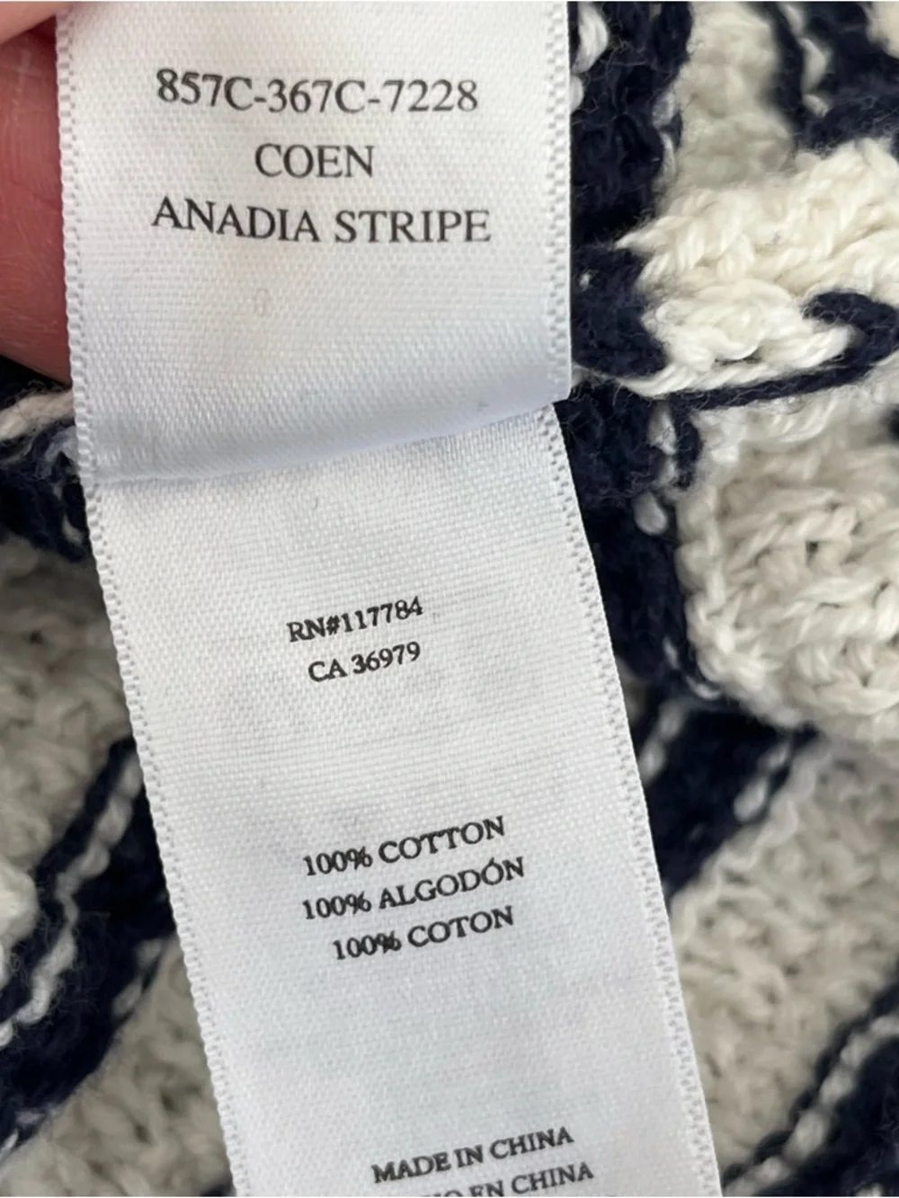 Rails Coen Striped Crochet Ruffle Sleeve Top in Anadia Stripe, Small, Navy Ivory - Picture 6 of 9